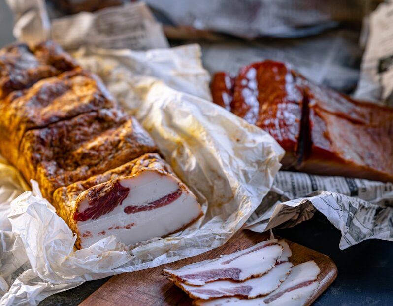 a close up of food on a table